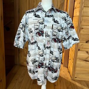 Motorcycle print button down shirt